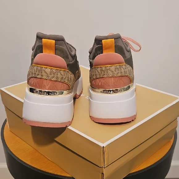 Michael Kors Olive and Pink Patterned Sneakers - Picture 4 of 8